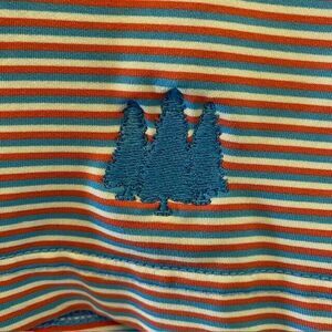 Men's Turtleson Tour Performance Golf Polyester Stretch Polo Shirt Striped Large